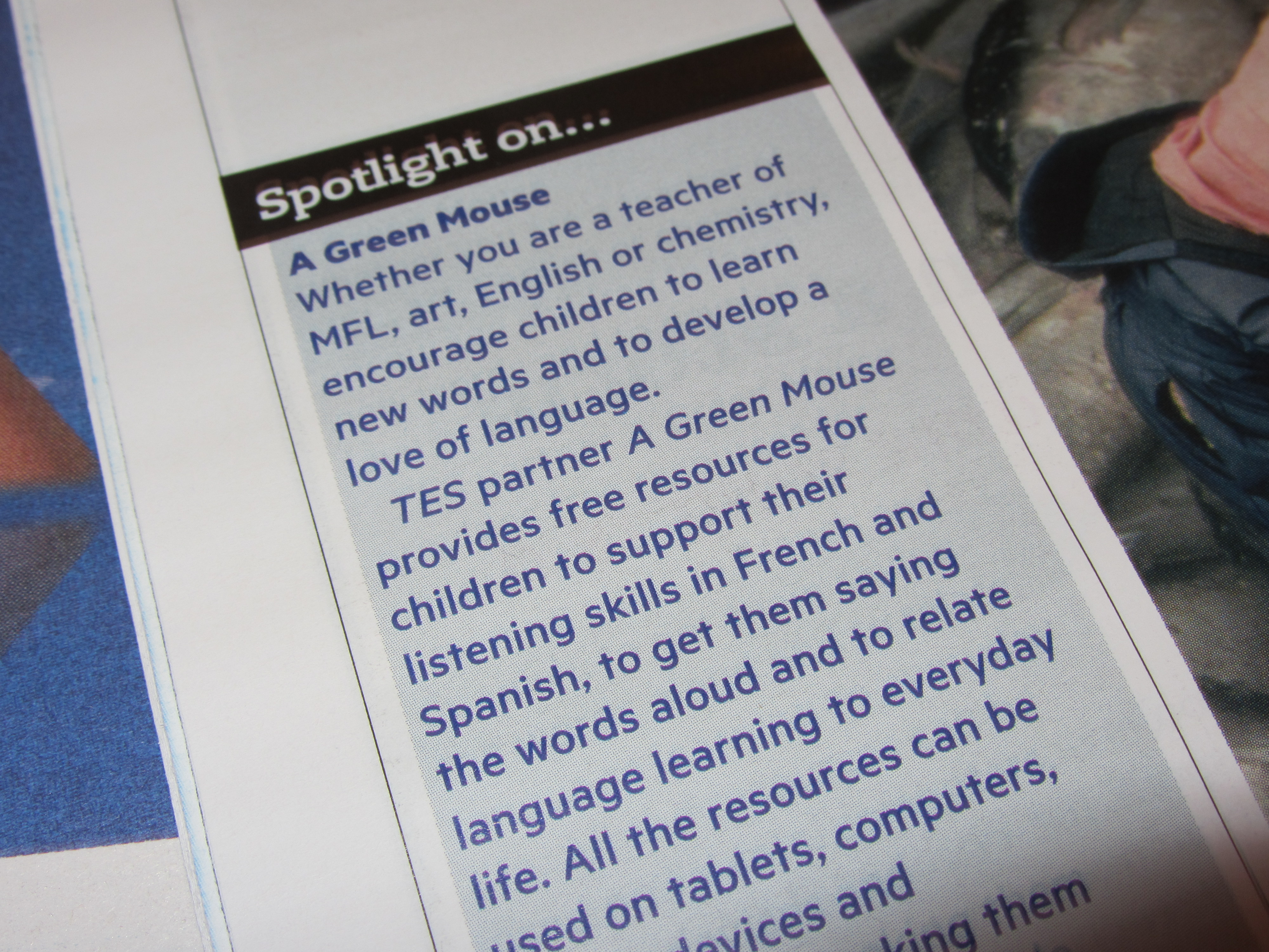 image of A Green Mouse article in the Times Educational Supplement